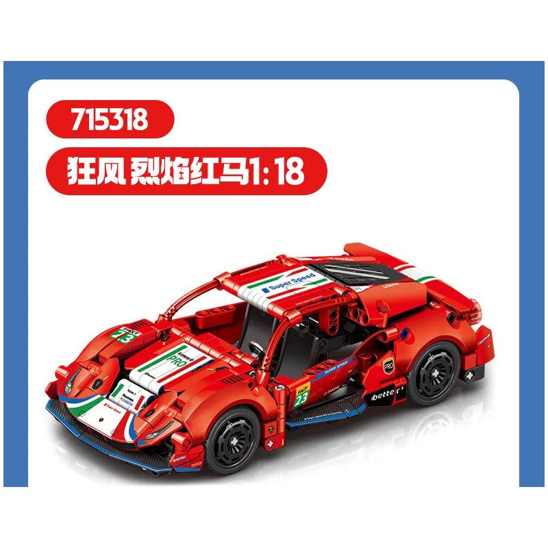 SEMBO 715318 NGỌN LỬA GIÓ MẠNH NGỰA ĐỎ 1:18 tỷ lệ 1:18 bộ đồ chơi xếp lắp ráp ghép mô hình Speed Champions Racing Cars Đua Xe Công Thức 466 khối