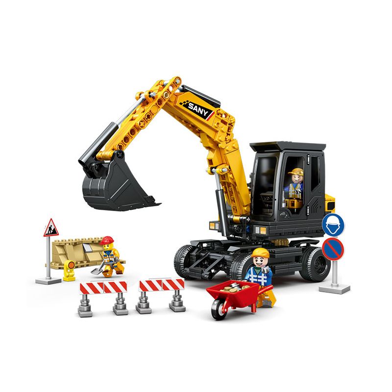 SEMBO 712057 non Lego SANY HEAVY INDUSTRY MÁY XÚC BÁNH LỐP bộ đồ chơi xếp lắp ráp ghép mô hình City Thành Phố 496 khối