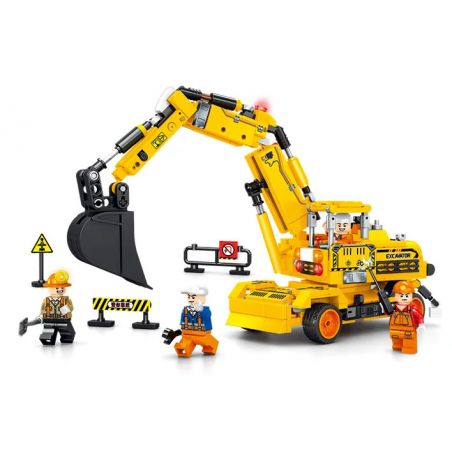 SEMBO 104008 104009 104010 104011 CUỘC SỐNG THÀNH PHỐ MÁY XÚC BÁNH XE 4 TỔ HỢP bộ đồ chơi xếp lắp ráp ghép mô hình City 673 khối