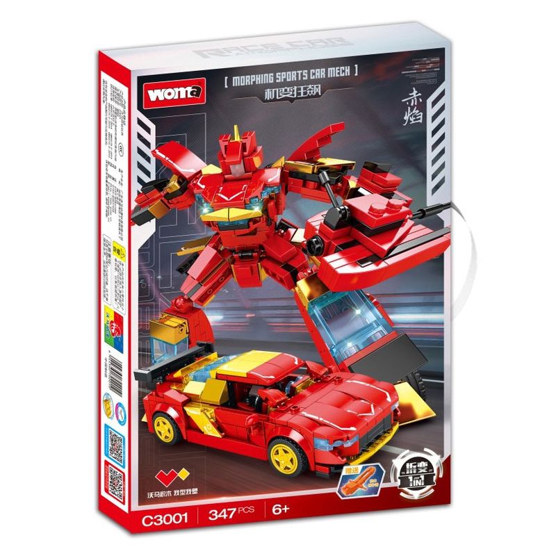 WOMA C3001 3001 MECHAS ĐANG BAY LÊN VỚI NGỌN LỬA ĐỎ bộ đồ chơi xếp lắp ráp ghép mô hình Racers Đua Tốc Độ 347 khối