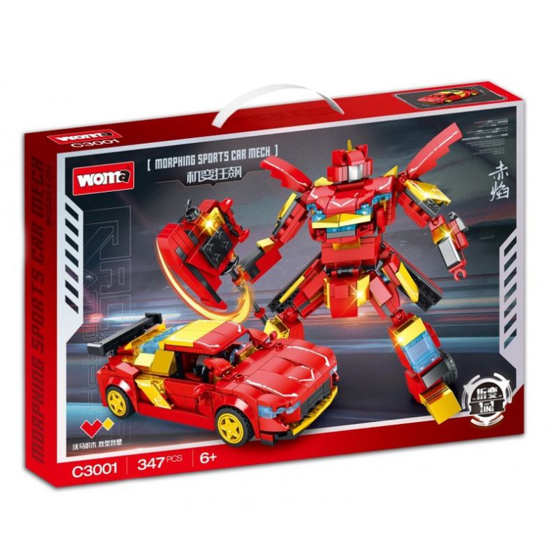 WOMA C3001 3001 MECHAS ĐANG BAY LÊN VỚI NGỌN LỬA ĐỎ bộ đồ chơi xếp lắp ráp ghép mô hình Racers Đua Tốc Độ 347 khối