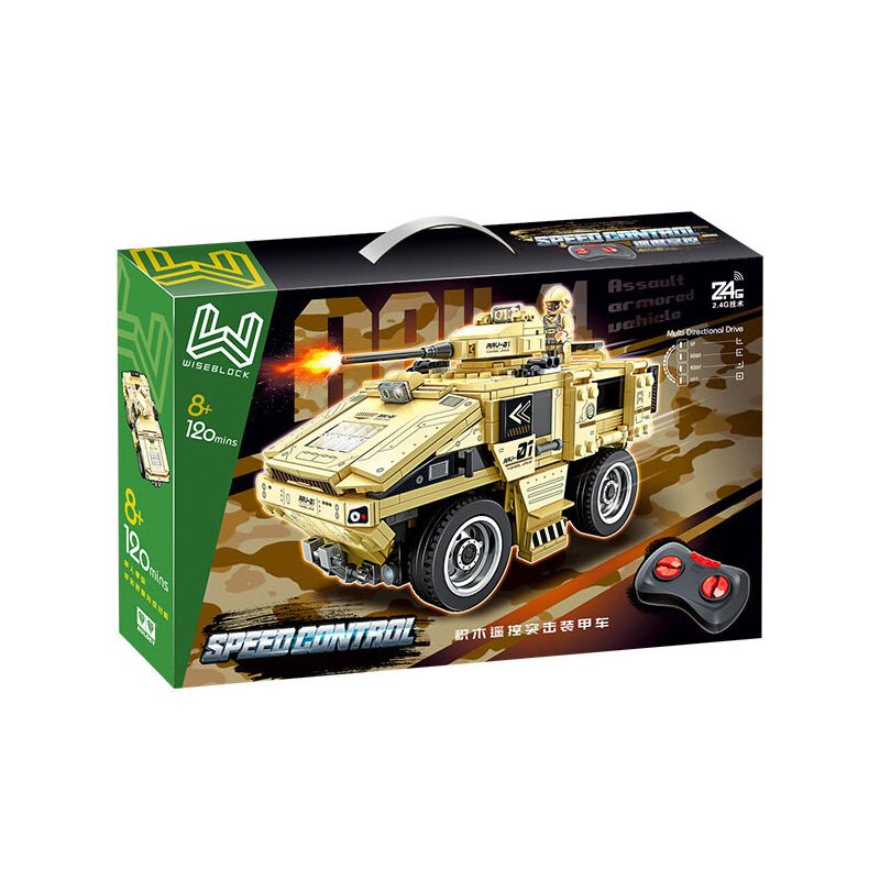 WISE BLOCK AULDEY HA389148 389148 XE BỌC THÉP TẤN CÔNG bộ đồ chơi xếp lắp ráp ghép mô hình Military Army Quân Sự Bộ Đội 442 khối