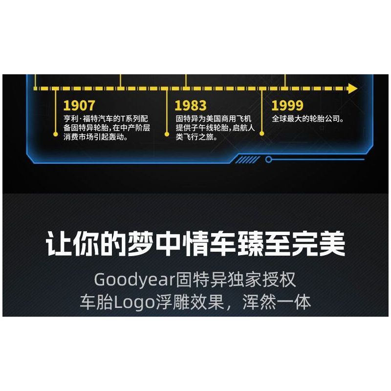 CADA DOUBLEE D013-001 013-001 BỘ LỐP GOODYEAR 1:8 tỷ lệ 1:8 bộ đồ chơi xếp lắp ráp ghép mô hình Technic Kỹ Thuật Công Nghệ Cao Mô Hình Phương Tiện 4 khối