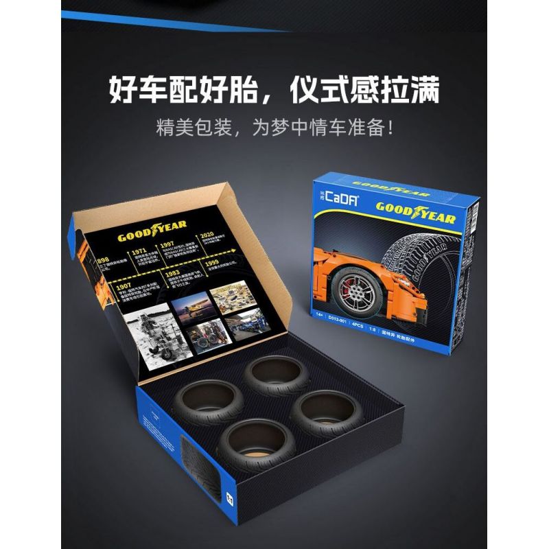 CADA DOUBLEE D013-001 013-001 BỘ LỐP GOODYEAR 1:8 tỷ lệ 1:8 bộ đồ chơi xếp lắp ráp ghép mô hình Technic Kỹ Thuật Công Nghệ Cao Mô Hình Phương Tiện 4 khối