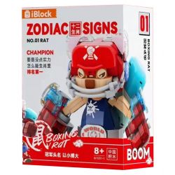 IBLOCK IB1001-1 1001-1 BOXER-RAT bộ đồ chơi xếp lắp ráp ghép mô hình ZODIAC SIGNS CHAMPION BOXING RAT