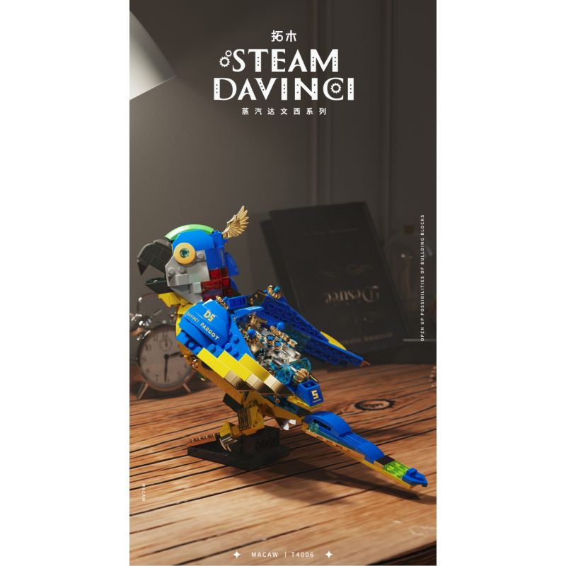 TAKUGI T4006 4006 HƠI NƯỚC DA VINCI MACAW bộ đồ chơi xếp lắp ráp ghép mô hình STEAM DAVINCI MACAW