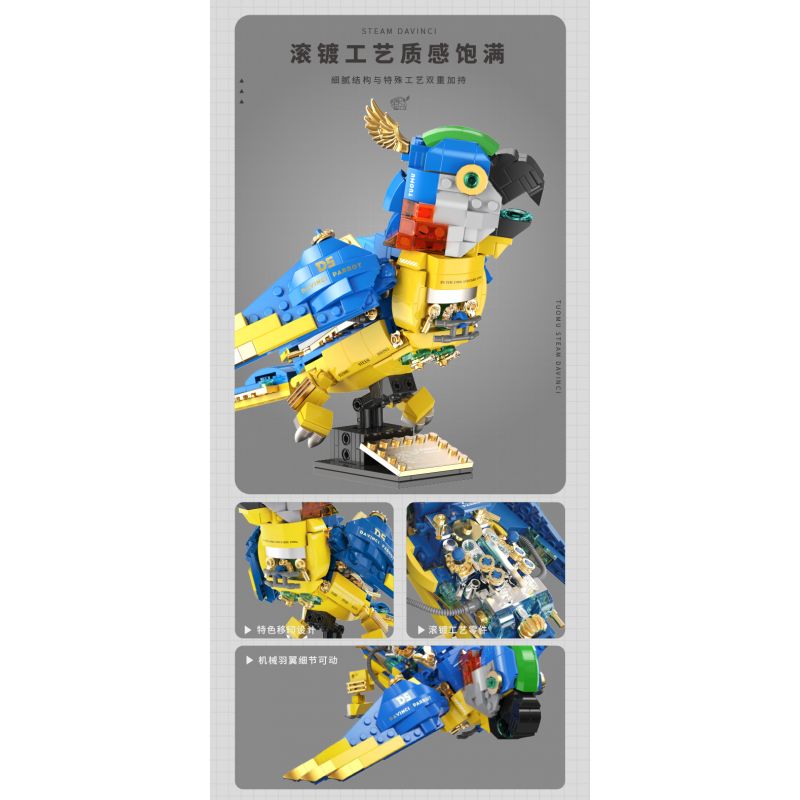 TAKUGI T4006 4006 HƠI NƯỚC DA VINCI MACAW bộ đồ chơi xếp lắp ráp ghép mô hình STEAM DAVINCI MACAW