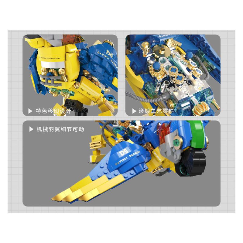 TAKUGI T4006 4006 HƠI NƯỚC DA VINCI MACAW bộ đồ chơi xếp lắp ráp ghép mô hình STEAM DAVINCI MACAW