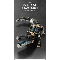 TAKUGI T4007 4007 STEAM DA VINCI CÁ SẤU BỌC THÉP bộ đồ chơi xếp lắp ráp ghép mô hình STEAM DAVINCI ALLIGATOR