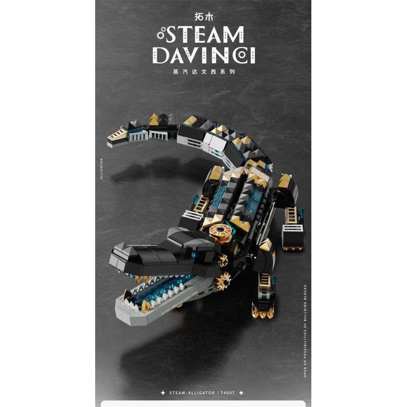 TAKUGI T4007 4007 STEAM DA VINCI CÁ SẤU BỌC THÉP bộ đồ chơi xếp lắp ráp ghép mô hình STEAM DAVINCI ALLIGATOR
