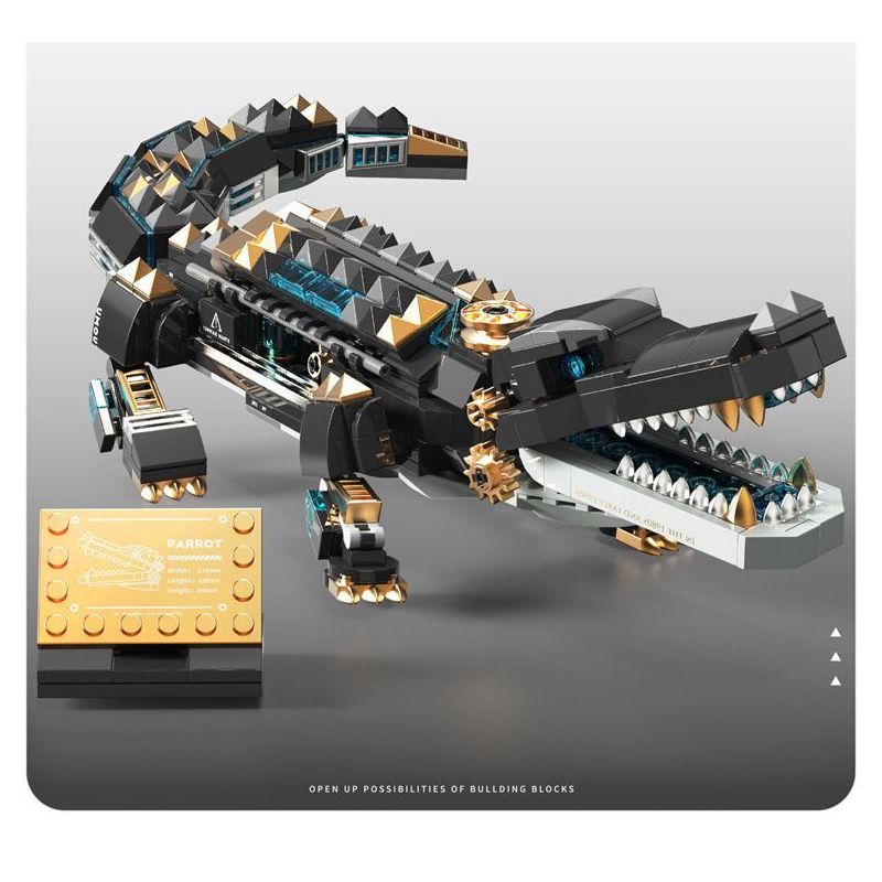 TAKUGI T4007 4007 STEAM DA VINCI CÁ SẤU BỌC THÉP bộ đồ chơi xếp lắp ráp ghép mô hình STEAM DAVINCI ALLIGATOR