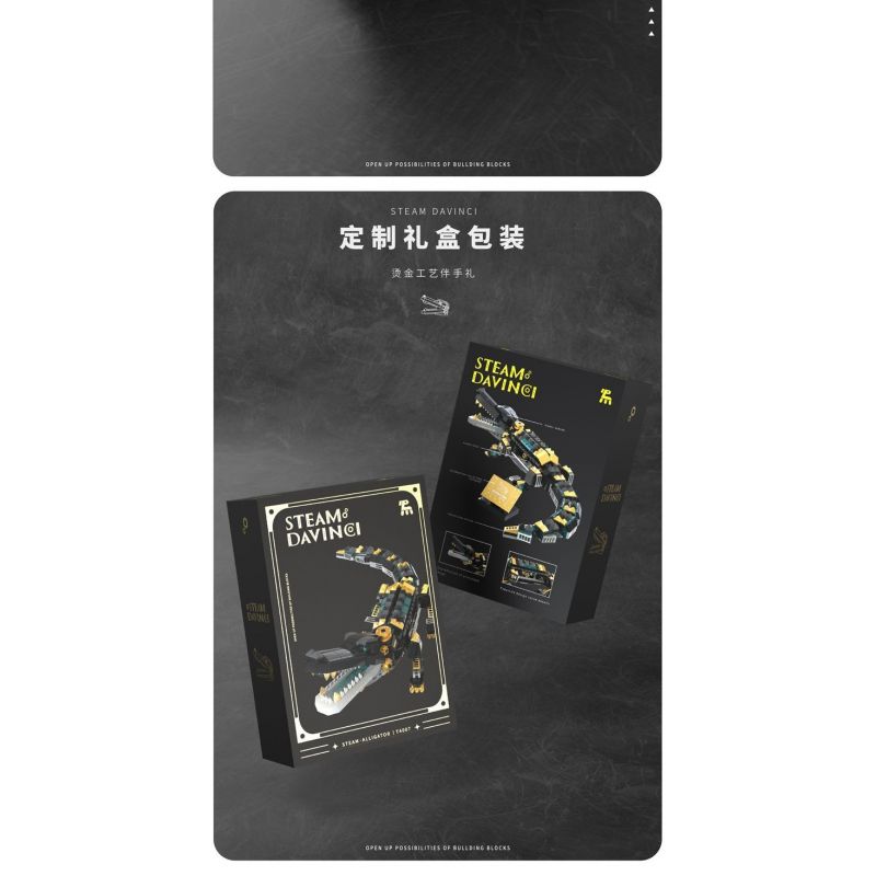 TAKUGI T4007 4007 STEAM DA VINCI CÁ SẤU BỌC THÉP bộ đồ chơi xếp lắp ráp ghép mô hình STEAM DAVINCI ALLIGATOR