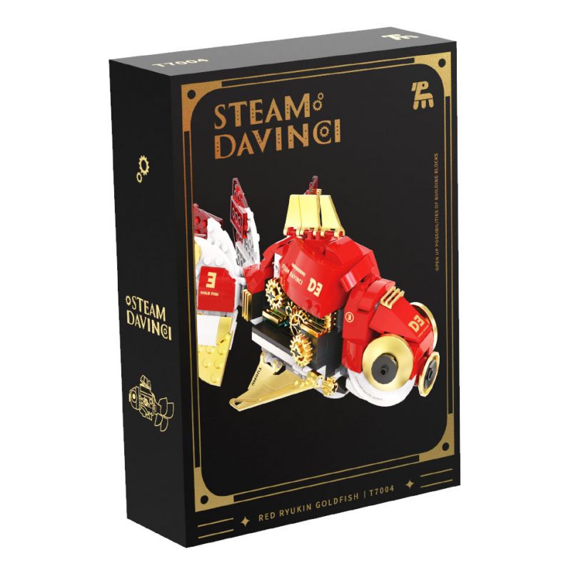 TAKUGI T7004 7004 HƠI NƯỚC DA VINCI CÁ VÀNG LỬA ĐỎ bộ đồ chơi xếp lắp ráp ghép mô hình STEAM DAVINCI RED RYUKIN GOLDFISH