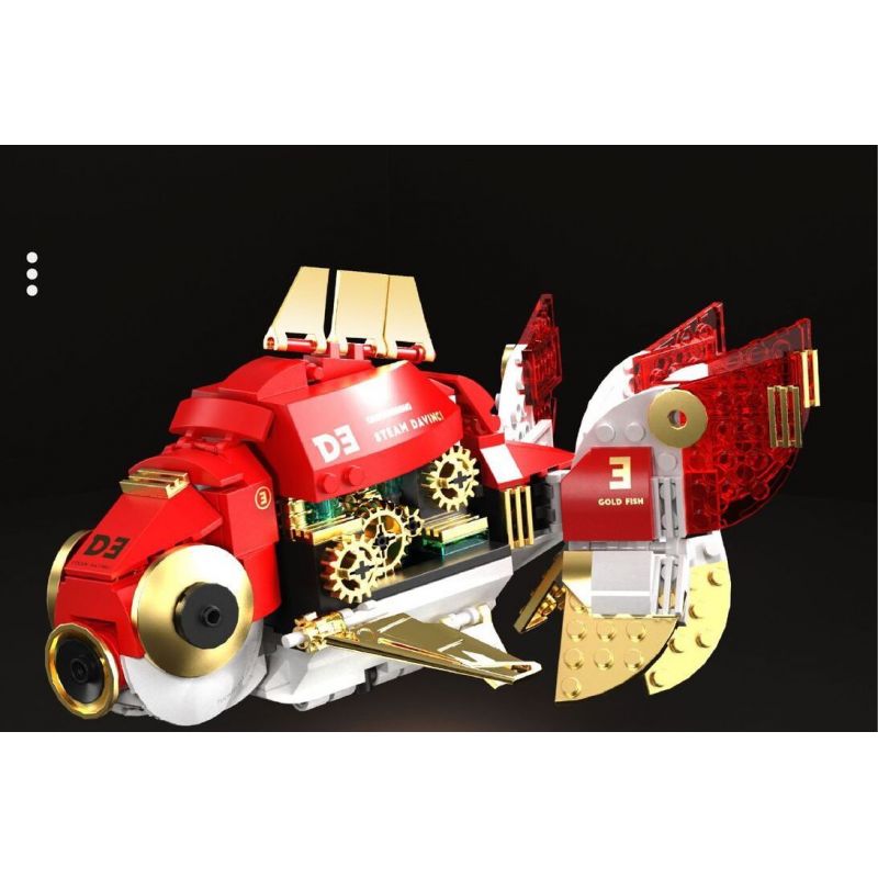TAKUGI T7004 7004 HƠI NƯỚC DA VINCI CÁ VÀNG LỬA ĐỎ bộ đồ chơi xếp lắp ráp ghép mô hình STEAM DAVINCI RED RYUKIN GOLDFISH