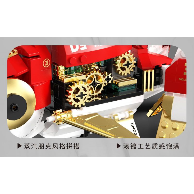 TAKUGI T7004 7004 HƠI NƯỚC DA VINCI CÁ VÀNG LỬA ĐỎ bộ đồ chơi xếp lắp ráp ghép mô hình STEAM DAVINCI RED RYUKIN GOLDFISH