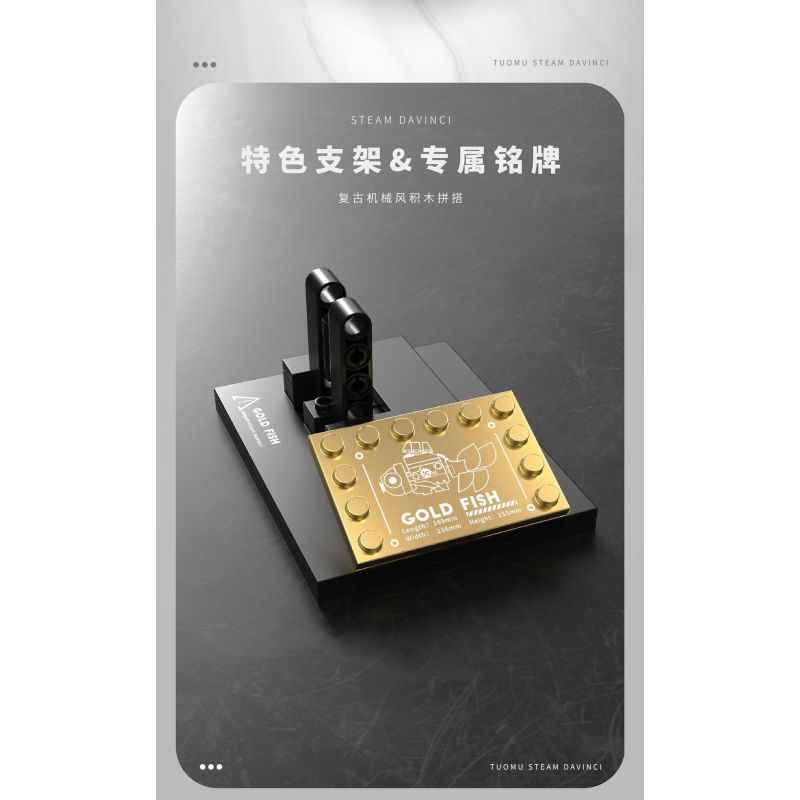 TAKUGI T7004 7004 HƠI NƯỚC DA VINCI CÁ VÀNG LỬA ĐỎ bộ đồ chơi xếp lắp ráp ghép mô hình STEAM DAVINCI RED RYUKIN GOLDFISH