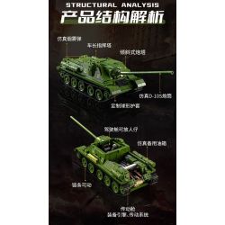 PanlosBrick 632022 Panlos Brick 632022 PHÁO CHỐNG TĂNG SU-100 bộ đồ chơi xếp lắp ráp ghép mô hình Military Army Quân Sự Bộ Đội 1701 khối
