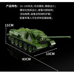 PanlosBrick 632022 Panlos Brick 632022 PHÁO CHỐNG TĂNG SU-100 bộ đồ chơi xếp lắp ráp ghép mô hình Military Army Quân Sự Bộ Đội 1701 khối
