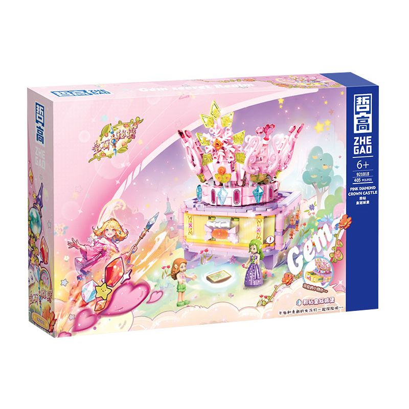 ZHEGAO 921018 non  BÍ MẬT ĐÁ QUÝ LÂU ĐÀI VƯƠNG MIỆN KIM CƯƠNG HỒNG bộ đồ chơi xếp lắp ráp ghép mô hình Girl Con Gái 405 khối