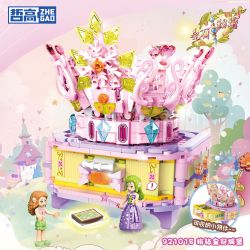 ZHEGAO 921018 BÍ MẬT ĐÁ QUÝ LÂU ĐÀI VƯƠNG MIỆN KIM CƯƠNG HỒNG bộ đồ chơi xếp lắp ráp ghép mô hình Girl Con Gái 405 khối