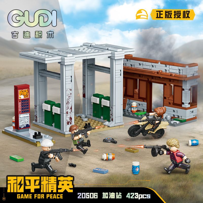 GUDI 20506 TINH HOA HÒA BÌNH TRẠM XĂNG bộ đồ chơi xếp lắp ráp ghép mô hình Movie & Game GAME FOR PEACE Phim Và Trò Chơi 423 khối