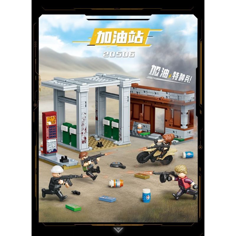 GUDI 20506 TINH HOA HÒA BÌNH TRẠM XĂNG bộ đồ chơi xếp lắp ráp ghép mô hình Movie & Game GAME FOR PEACE Phim Và Trò Chơi 423 khối
