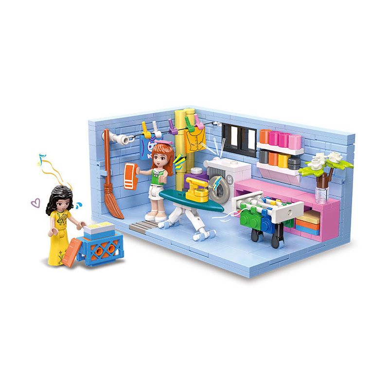 JIESTAR 59247 NHÀ CỦA TÔI PHÒNG GIẶT ỦI bộ đồ chơi xếp lắp ráp ghép mô hình Girl LAUNDRY Con Gái 329 khối