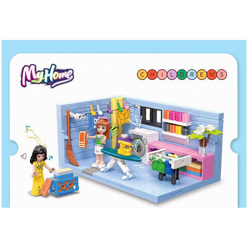 JIESTAR 59247 NHÀ CỦA TÔI PHÒNG GIẶT ỦI bộ đồ chơi xếp lắp ráp ghép mô hình Girl LAUNDRY Con Gái 329 khối