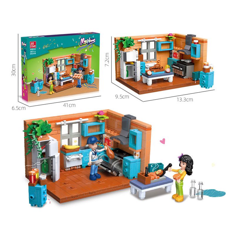 JIESTAR 59248 NHÀ CỦA TÔI BẾP bộ đồ chơi xếp lắp ráp ghép mô hình Girl KITCHEN Con Gái 387 khối