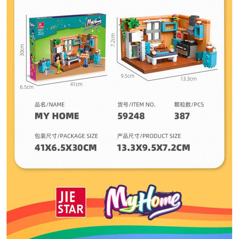 JIESTAR 59248 NHÀ CỦA TÔI BẾP bộ đồ chơi xếp lắp ráp ghép mô hình Girl KITCHEN Con Gái 387 khối