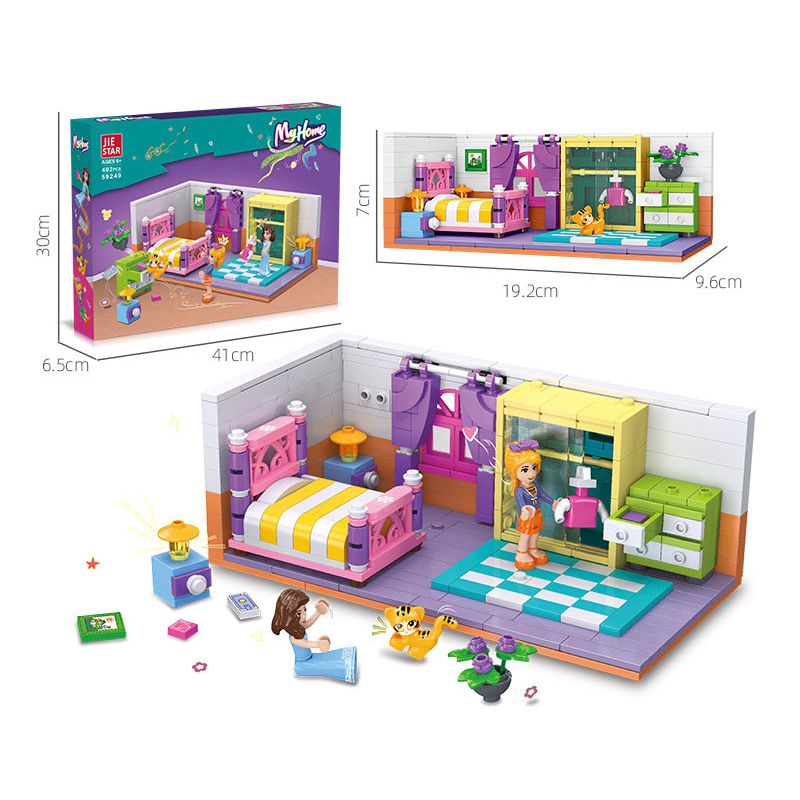JIESTAR 59249 NHÀ CỦA TÔI PHÒNG NGỦ bộ đồ chơi xếp lắp ráp ghép mô hình Girl BEDROOM Con Gái 402 khối