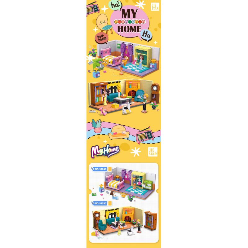 JIESTAR 59249 NHÀ CỦA TÔI PHÒNG NGỦ bộ đồ chơi xếp lắp ráp ghép mô hình Girl BEDROOM Con Gái 402 khối