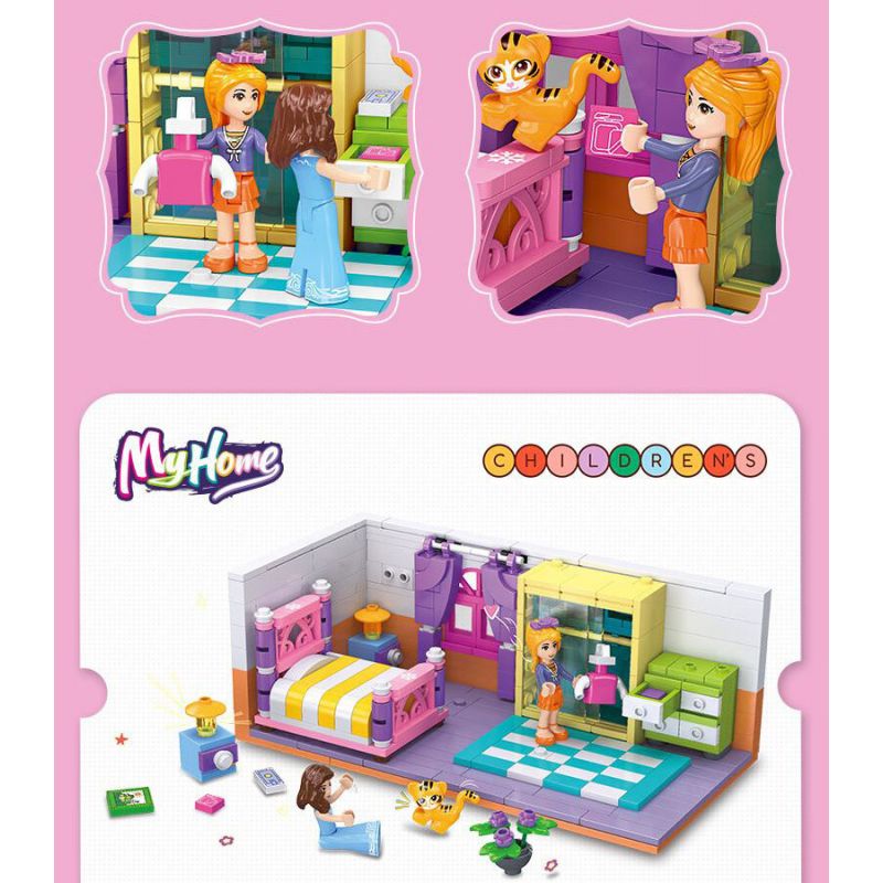 JIESTAR 59249 NHÀ CỦA TÔI PHÒNG NGỦ bộ đồ chơi xếp lắp ráp ghép mô hình Girl BEDROOM Con Gái 402 khối