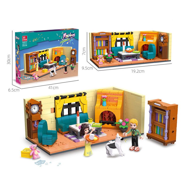 JIESTAR 59250 NHÀ CỦA TÔI PHÒNG KHÁCH bộ đồ chơi xếp lắp ráp ghép mô hình Girl LIVING ROOM Con Gái 451 khối
