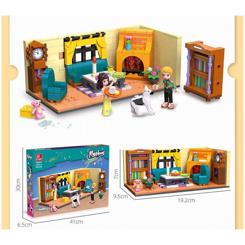 JIESTAR 59250 NHÀ CỦA TÔI PHÒNG KHÁCH bộ đồ chơi xếp lắp ráp ghép mô hình Girl LIVING ROOM Con Gái 451 khối