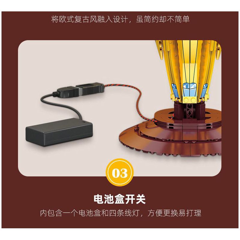 JIESTAR JJ9081 9081 ĐÈN BÀN PHONG CÁCH CHÂU CỔ ĐIỂN bộ đồ chơi xếp lắp ráp ghép mô hình Creator RETRO TABLE LAMP Sáng Tạo 1570 khối