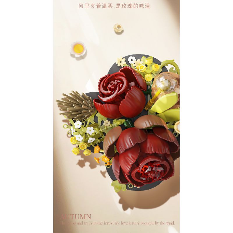 WEILE CREATION 2159 NGÔN NGỮ CỦA HOA KHÔNG NGỦ HỒNG MẶT MỰC bộ đồ chơi xếp lắp ráp ghép mô hình Creator Sáng Tạo 352 khối