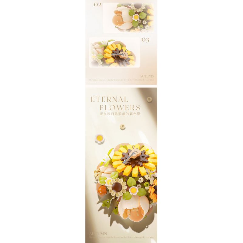 WEILE CREATION 2160 TIẾNG HOA KHÔNG NGỦ TRĂNG THU ĐẦY HƯỚNG DƯƠNG bộ đồ chơi xếp lắp ráp ghép mô hình Creator Sáng Tạo 385 khối