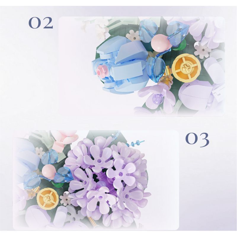 WEILE CREATION 2162 TIẾNG HOA KHÔNG NGỦ LÁ NHỰA RUỒI GÃY bộ đồ chơi xếp lắp ráp ghép mô hình Creator Sáng Tạo 376 khối