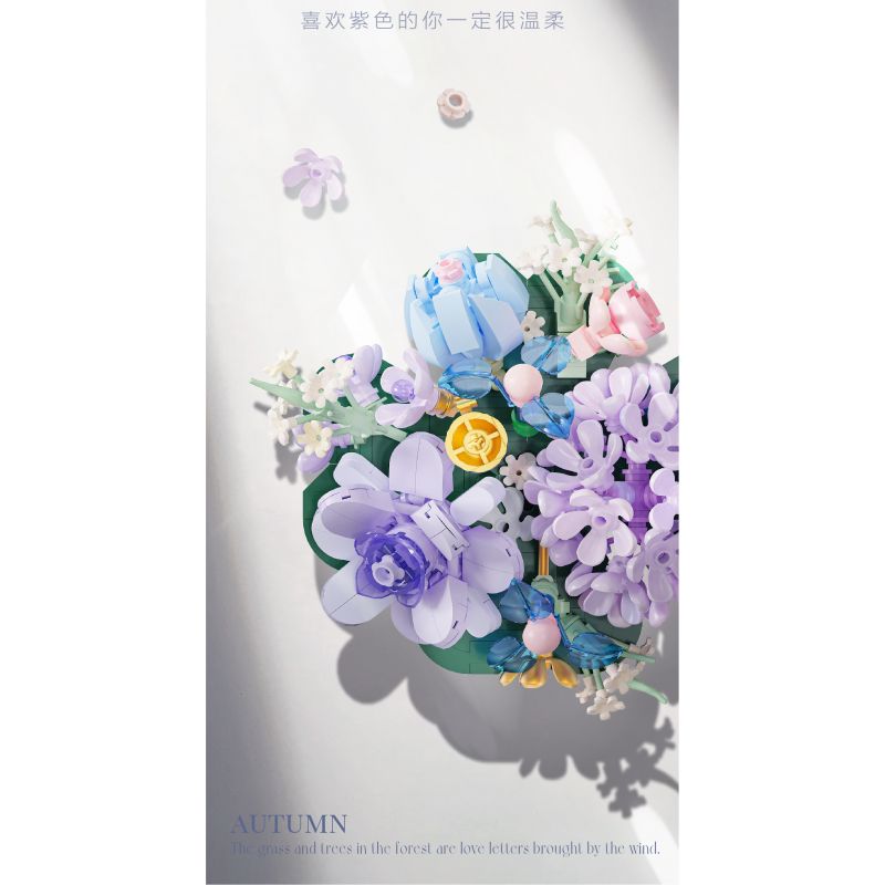 WEILE CREATION 2162 TIẾNG HOA KHÔNG NGỦ LÁ NHỰA RUỒI GÃY bộ đồ chơi xếp lắp ráp ghép mô hình Creator Sáng Tạo 376 khối