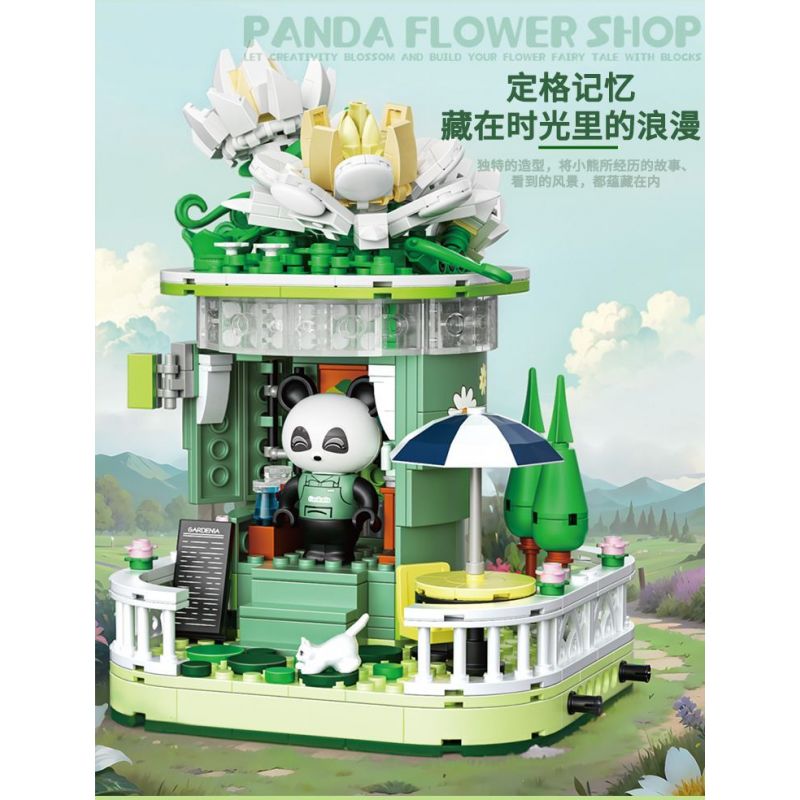 ZHEGAO 663012-1 CỬA HÀNG HOA GẤU TRÚC GARDENIA bộ đồ chơi xếp lắp ráp ghép mô hình PANDA FLOWER SHOP GARDENLA 490 khối