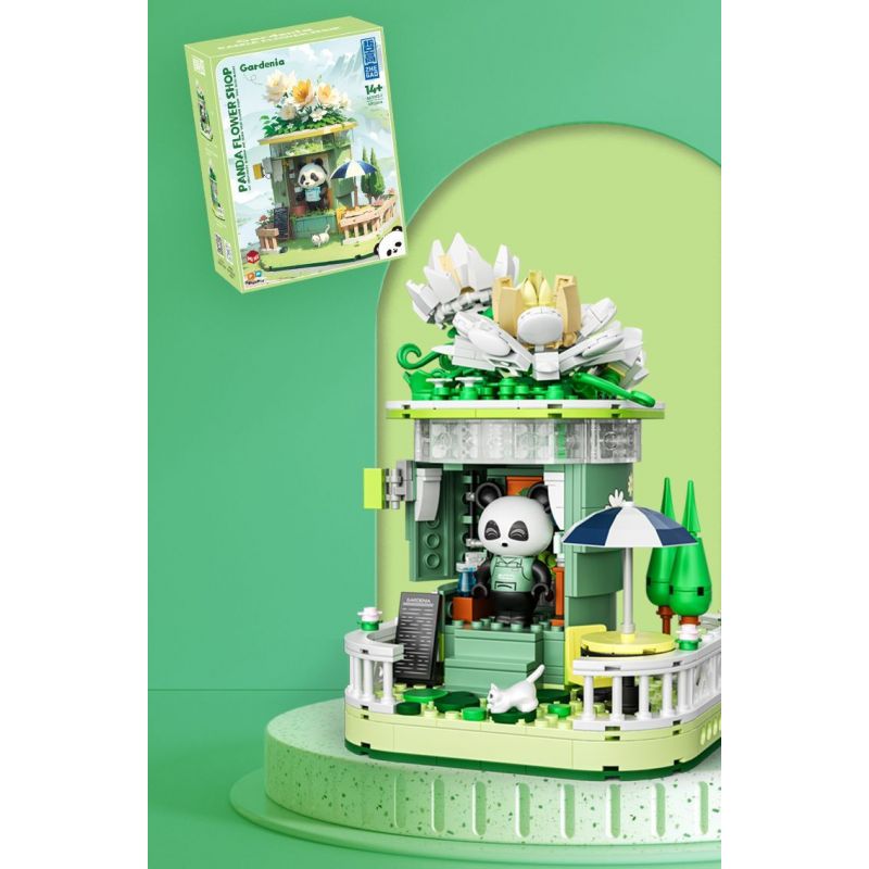 ZHEGAO 663012-1 CỬA HÀNG HOA GẤU TRÚC GARDENIA bộ đồ chơi xếp lắp ráp ghép mô hình PANDA FLOWER SHOP GARDENLA 490 khối