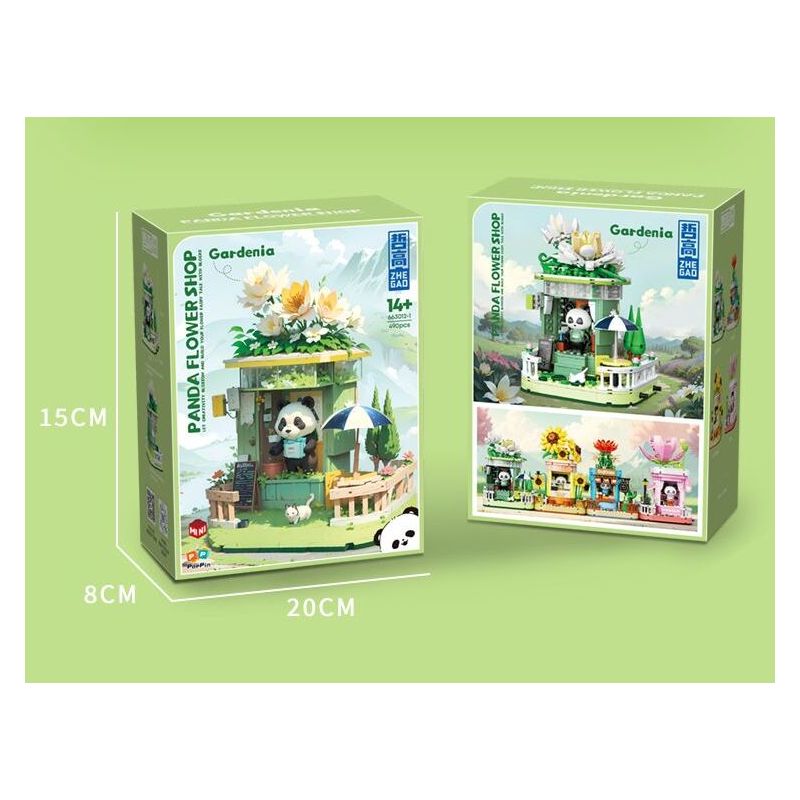 ZHEGAO 663012-1 CỬA HÀNG HOA GẤU TRÚC GARDENIA bộ đồ chơi xếp lắp ráp ghép mô hình PANDA FLOWER SHOP GARDENLA 490 khối