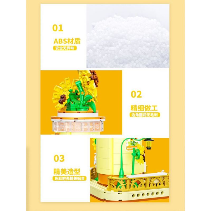 ZHEGAO 663012-2 CỬA HÀNG HOA PANDA HƯỚNG DƯƠNG bộ đồ chơi xếp lắp ráp ghép mô hình PANDA FLOWER SHOP SUNFLOWER 505 khối