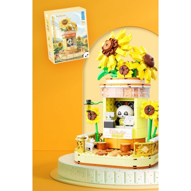 ZHEGAO 663012-2 CỬA HÀNG HOA PANDA HƯỚNG DƯƠNG bộ đồ chơi xếp lắp ráp ghép mô hình PANDA FLOWER SHOP SUNFLOWER 505 khối