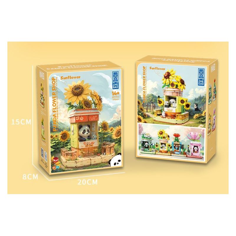 ZHEGAO 663012-2 CỬA HÀNG HOA PANDA HƯỚNG DƯƠNG bộ đồ chơi xếp lắp ráp ghép mô hình PANDA FLOWER SHOP SUNFLOWER 505 khối