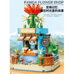 ZHEGAO 663012-3 CỬA HÀNG HOA GẤU TRÚC XƯƠNG RỒNG bộ đồ chơi xếp lắp ráp ghép mô hình PANDA FLOWER SHOP CACTUS 485 khối