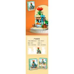 ZHEGAO 663012-3 CỬA HÀNG HOA GẤU TRÚC XƯƠNG RỒNG bộ đồ chơi xếp lắp ráp ghép mô hình PANDA FLOWER SHOP CACTUS 485 khối