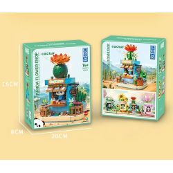 ZHEGAO 663012-3 CỬA HÀNG HOA GẤU TRÚC XƯƠNG RỒNG bộ đồ chơi xếp lắp ráp ghép mô hình PANDA FLOWER SHOP CACTUS 485 khối