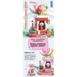 ZHEGAO 663012-4 NGƯỜI BÁN HOA GẤU TRÚC bộ đồ chơi xếp lắp ráp ghép mô hình PANDA FLOWER SHOP LOTUS 505 khối
